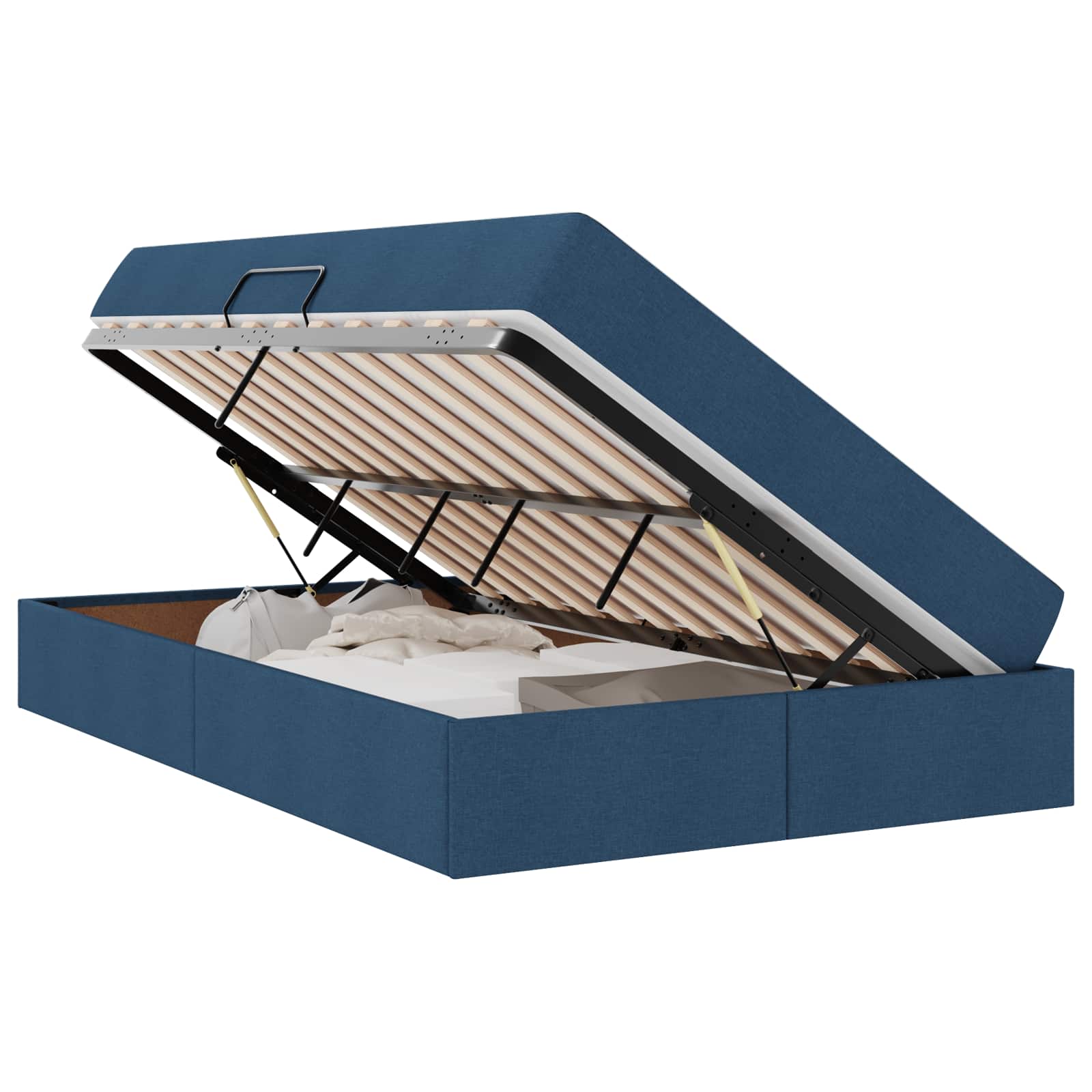 Lit avec rangement et matelas Bleu 120 x 200 cm Polyester - XIOS