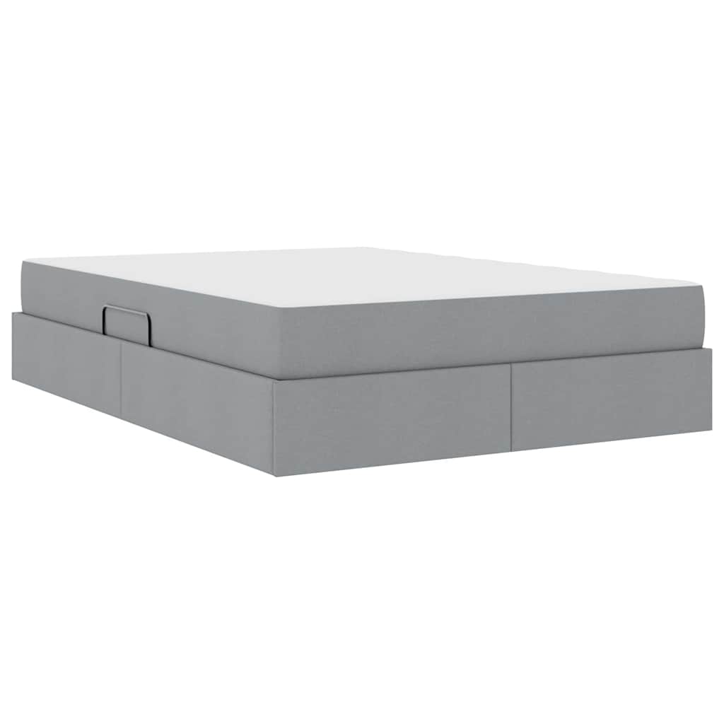 Lit avec rangement et matelas Gris clair 140 x 190 cm Polyester - XIOS