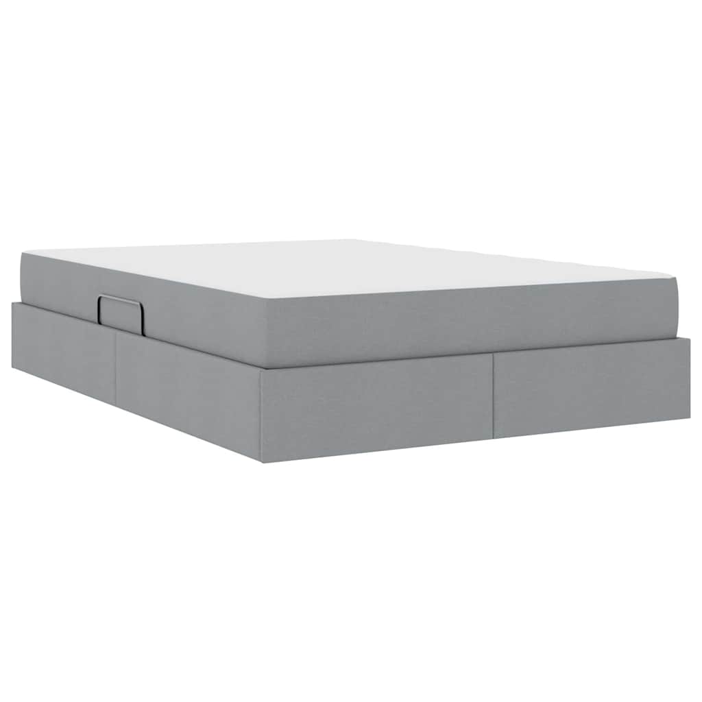 Lit avec rangement et matelas Gris clair 140 x 190 cm Polyester - XIOS