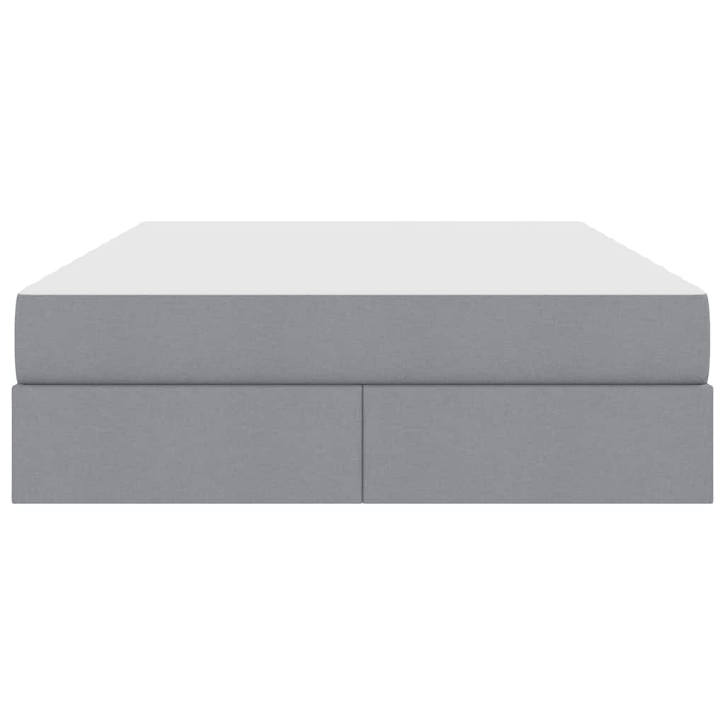 Lit avec rangement et matelas Gris clair 140 x 190 cm Polyester - XIOS