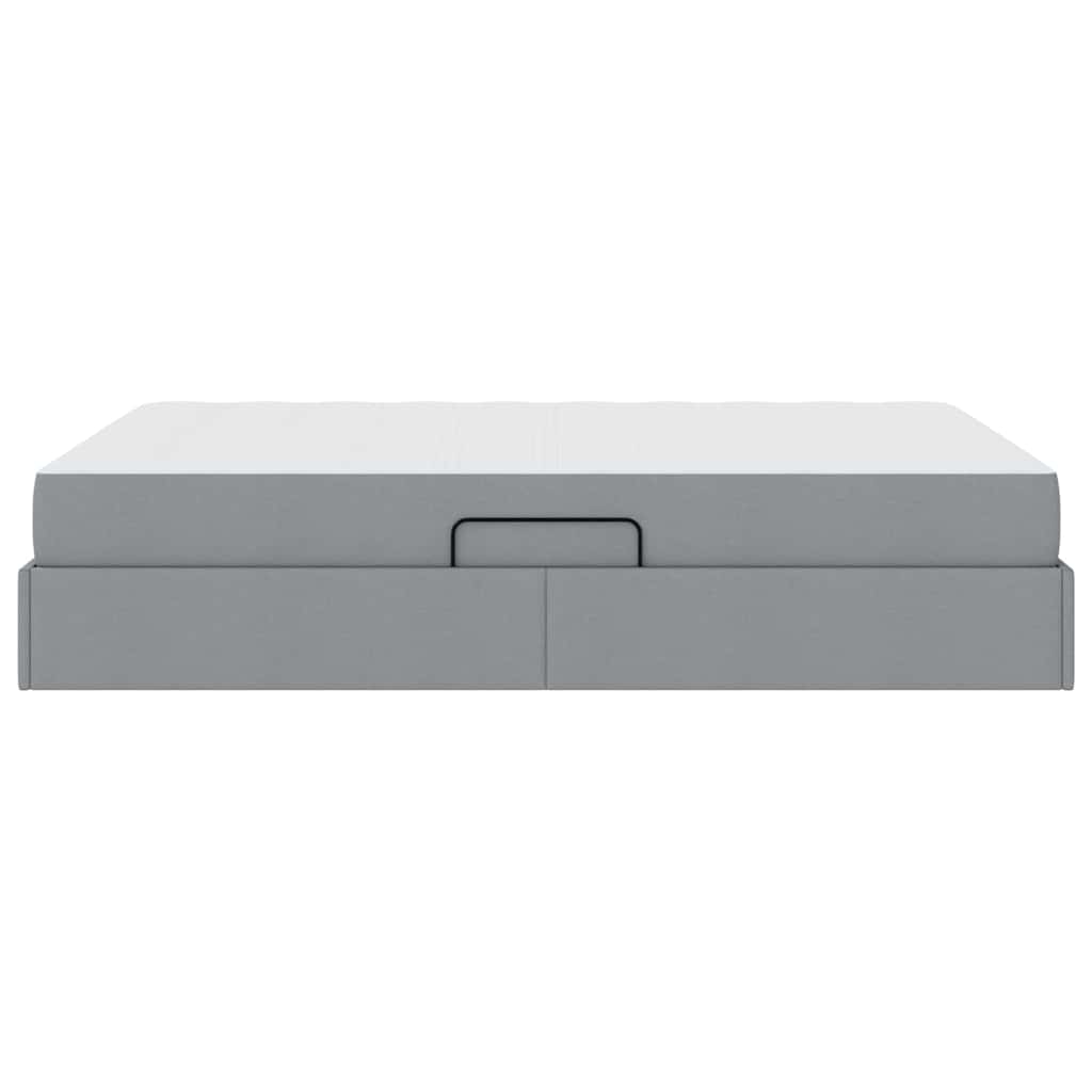 Lit avec rangement et matelas Gris clair 140 x 190 cm Polyester - XIOS