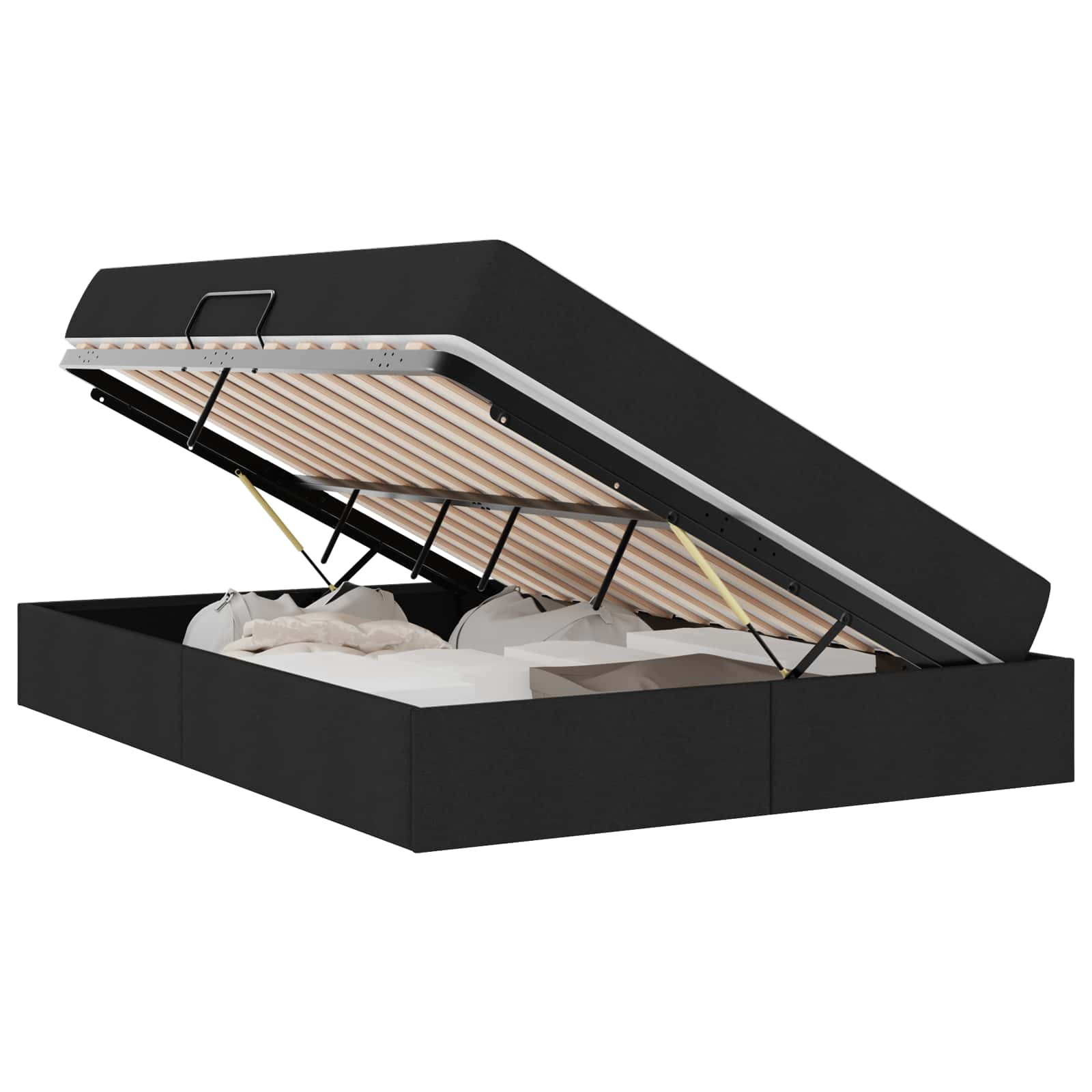 Lit avec rangement et matelas Noir 140 x 190 cm Polyester - XIOS