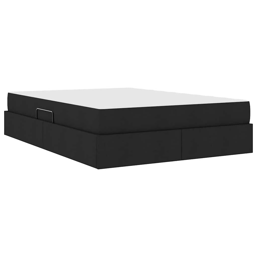 Lit avec rangement et matelas Noir 140 x 190 cm Polyester - XIOS
