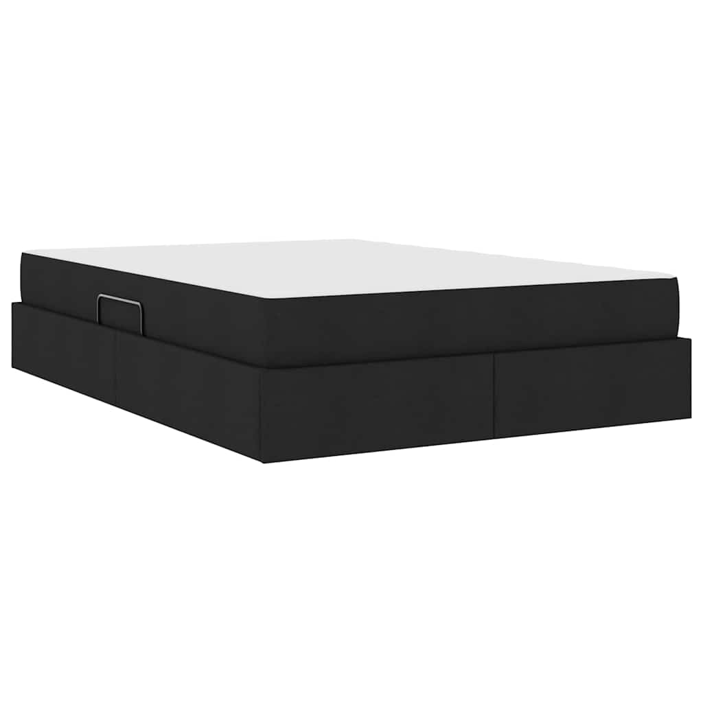 Lit avec rangement et matelas Noir 140 x 190 cm Polyester - XIOS