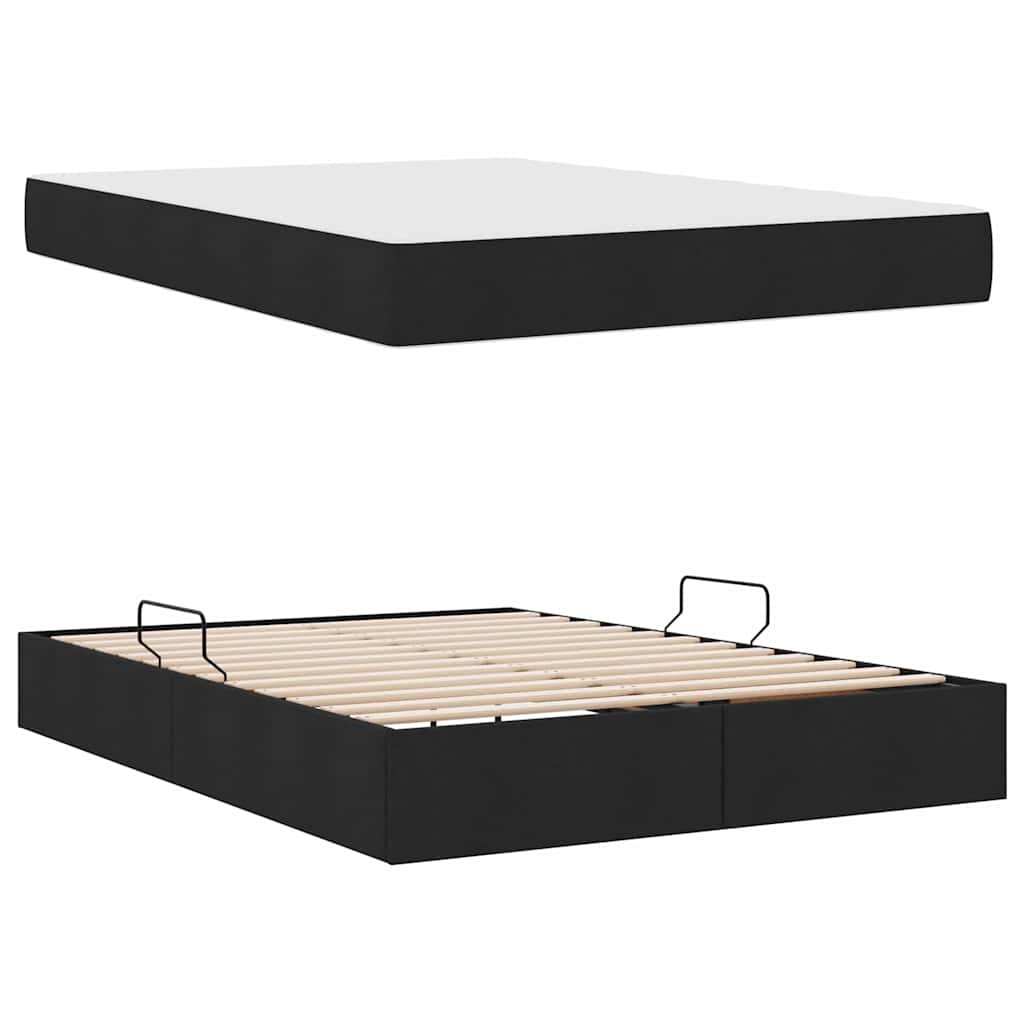 Lit avec rangement et matelas Noir 140 x 190 cm Polyester - XIOS