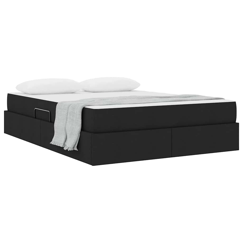 Lit avec rangement et matelas Noir 140 x 190 cm Polyester - XIOS