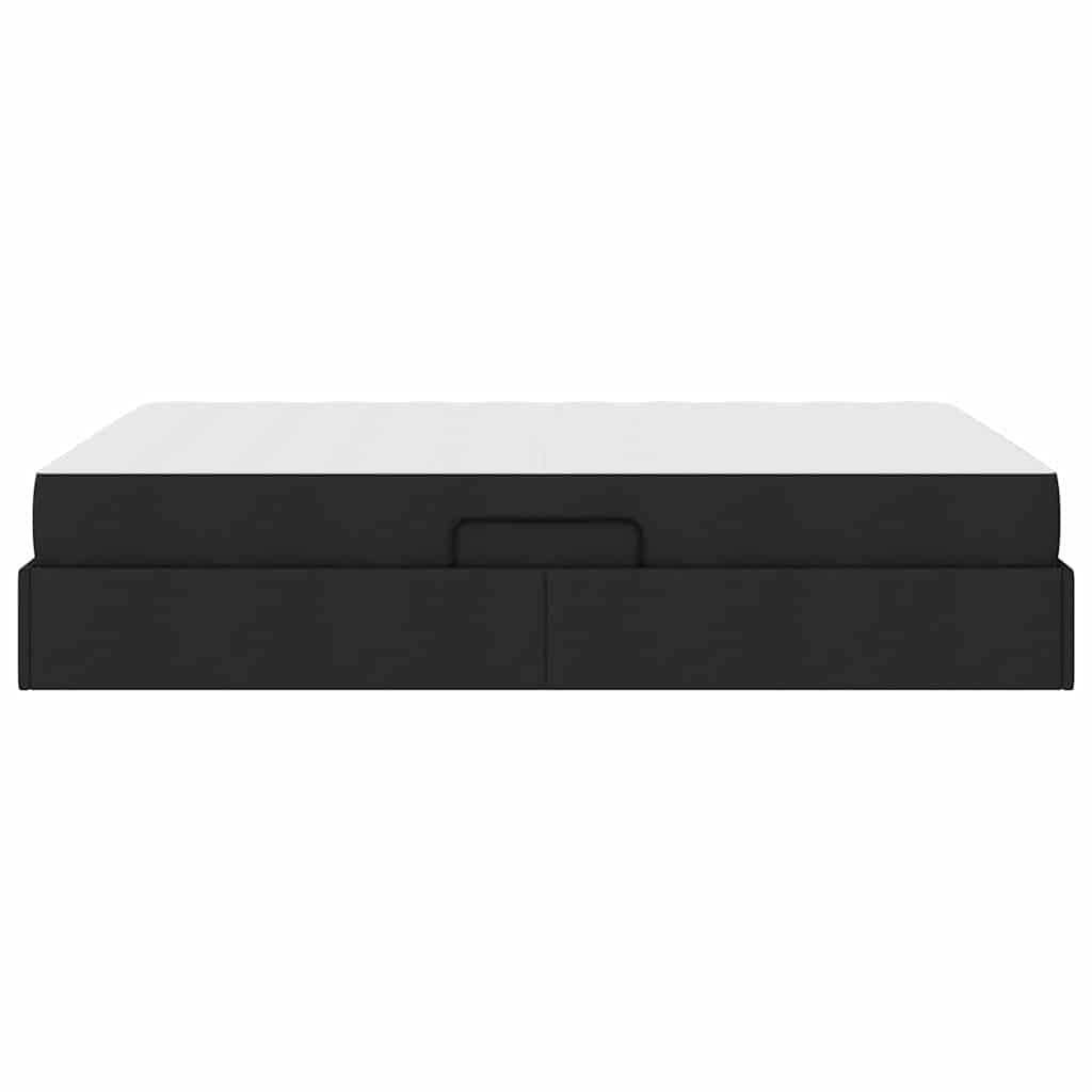 Lit avec rangement et matelas Noir 140 x 190 cm Polyester - XIOS