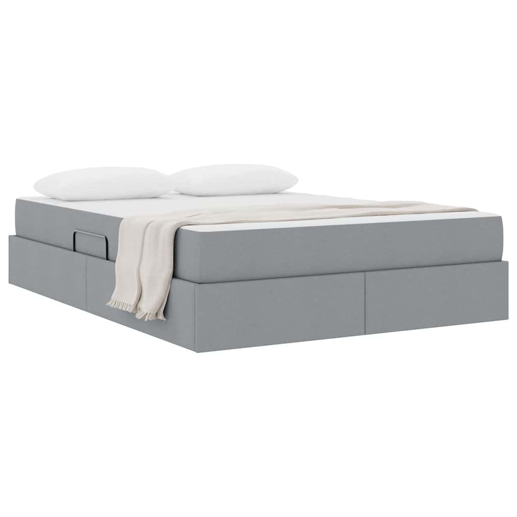 Lit avec rangement et matelas Gris clair 140 x 200 cm Polyester - XIOS