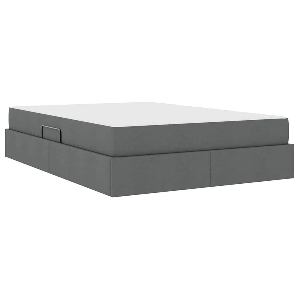 Lit avec rangement et matelas Gris foncé 140 x 200 cm Polyester - XIOS