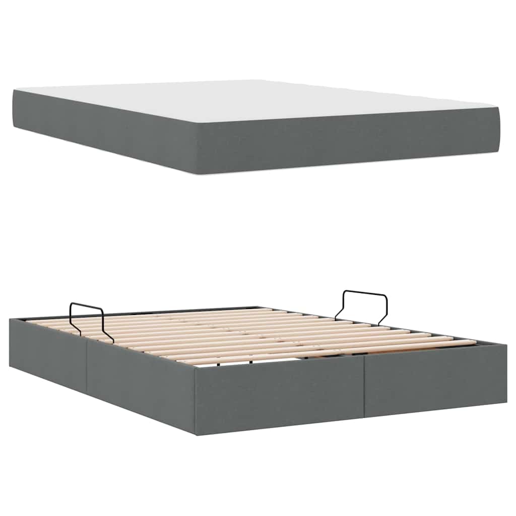 Lit avec rangement et matelas Gris foncé 140 x 200 cm Polyester - XIOS