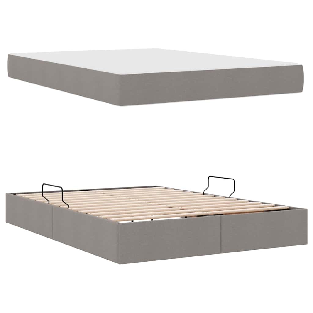 Lit avec rangement et matelas Taupe 140 x 200 cm Polyester - XIOS
