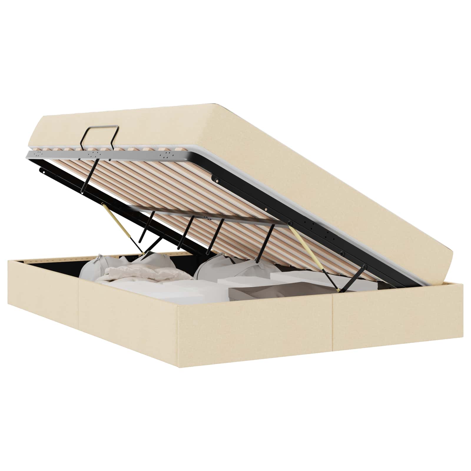 Lit avec rangement et matelas Crème 140 x 200 cm Polyester - XIOS