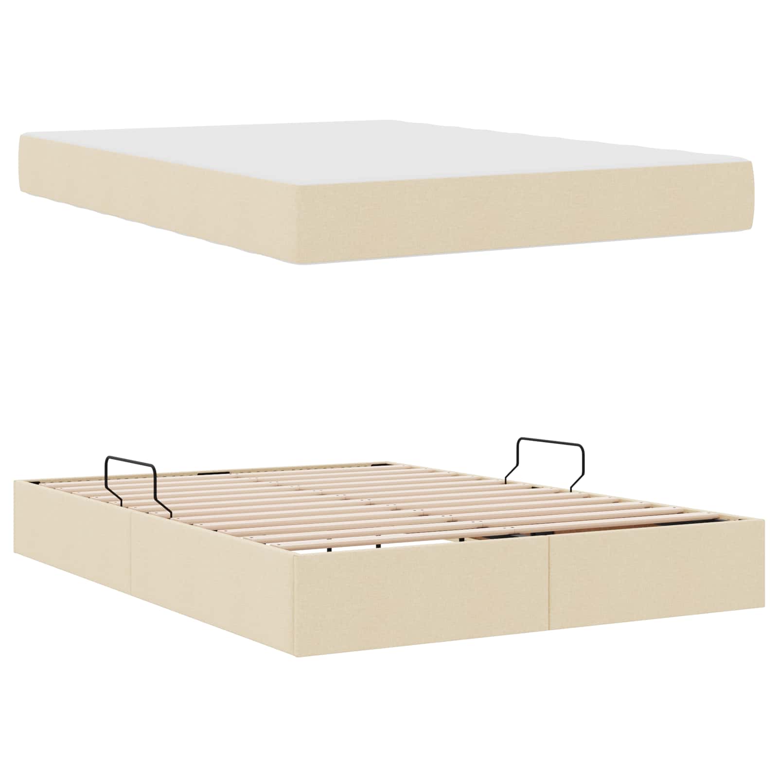 Lit avec rangement et matelas Crème 140 x 200 cm Polyester - XIOS