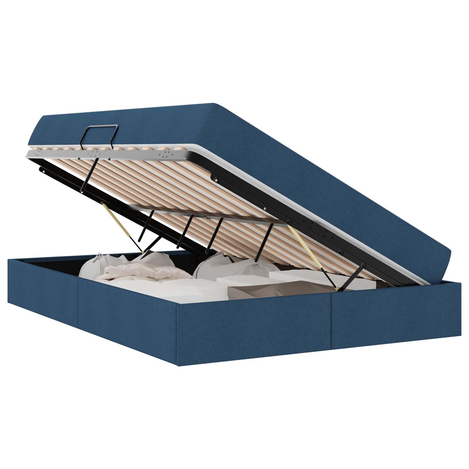 Lit avec rangement et matelas Bleu 140 x 200 cm Polyester - XIOS