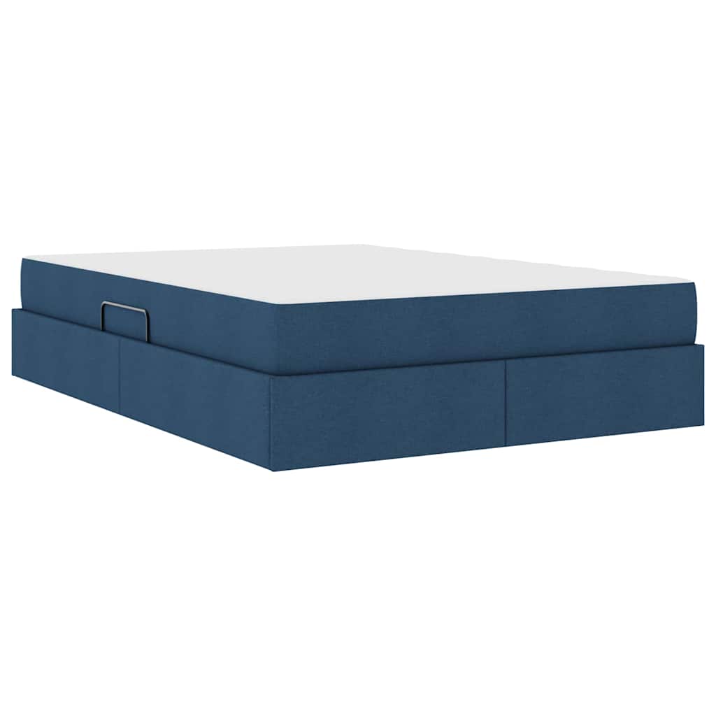 Lit avec rangement et matelas Bleu 140 x 200 cm Polyester - XIOS