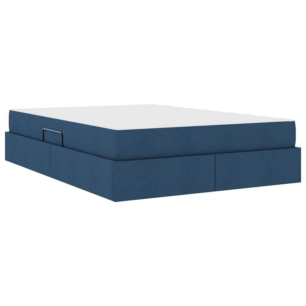 Lit avec rangement et matelas Bleu 140 x 200 cm Polyester - XIOS