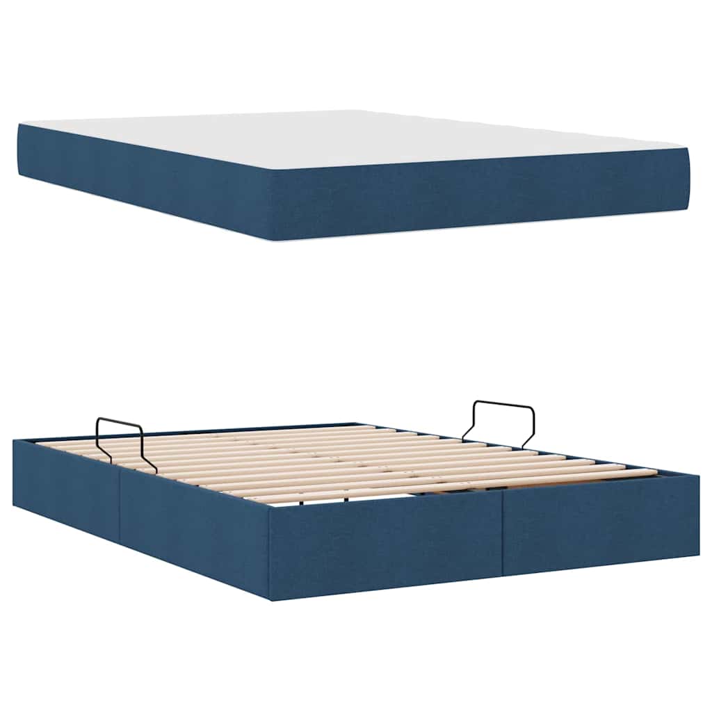 Lit avec rangement et matelas Bleu 140 x 200 cm Polyester - XIOS