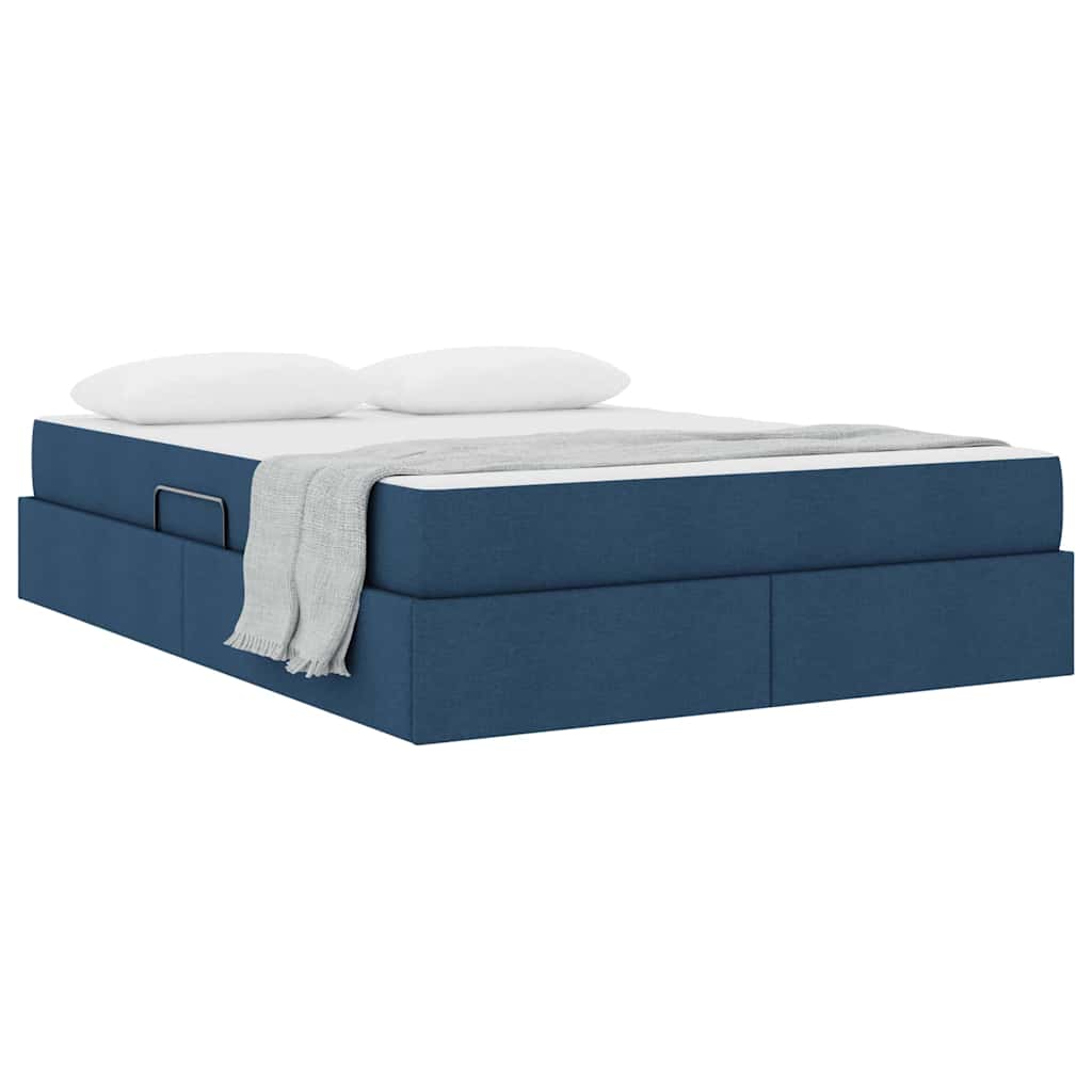 Lit avec rangement et matelas Bleu 140 x 200 cm Polyester - XIOS