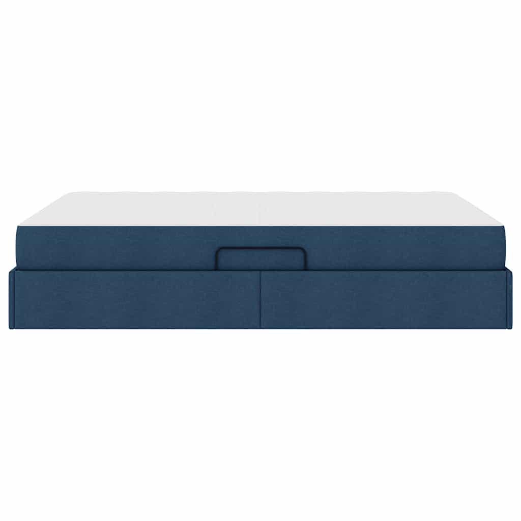 Lit avec rangement et matelas Bleu 140 x 200 cm Polyester - XIOS