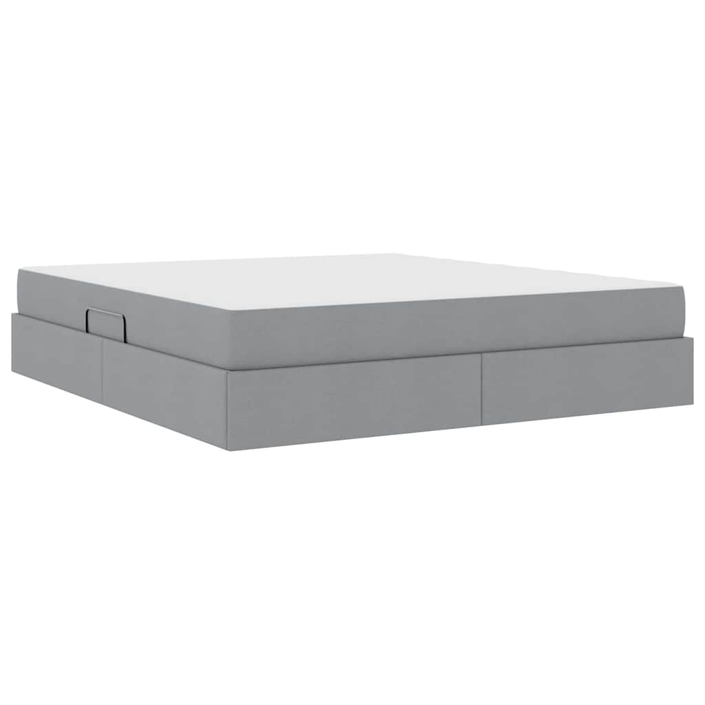 Lit avec rangement et matelas Gris clair 160 x 200 cm Polyester - XIOS
