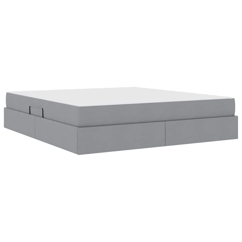 Lit avec rangement et matelas Gris clair 160 x 200 cm Polyester - XIOS