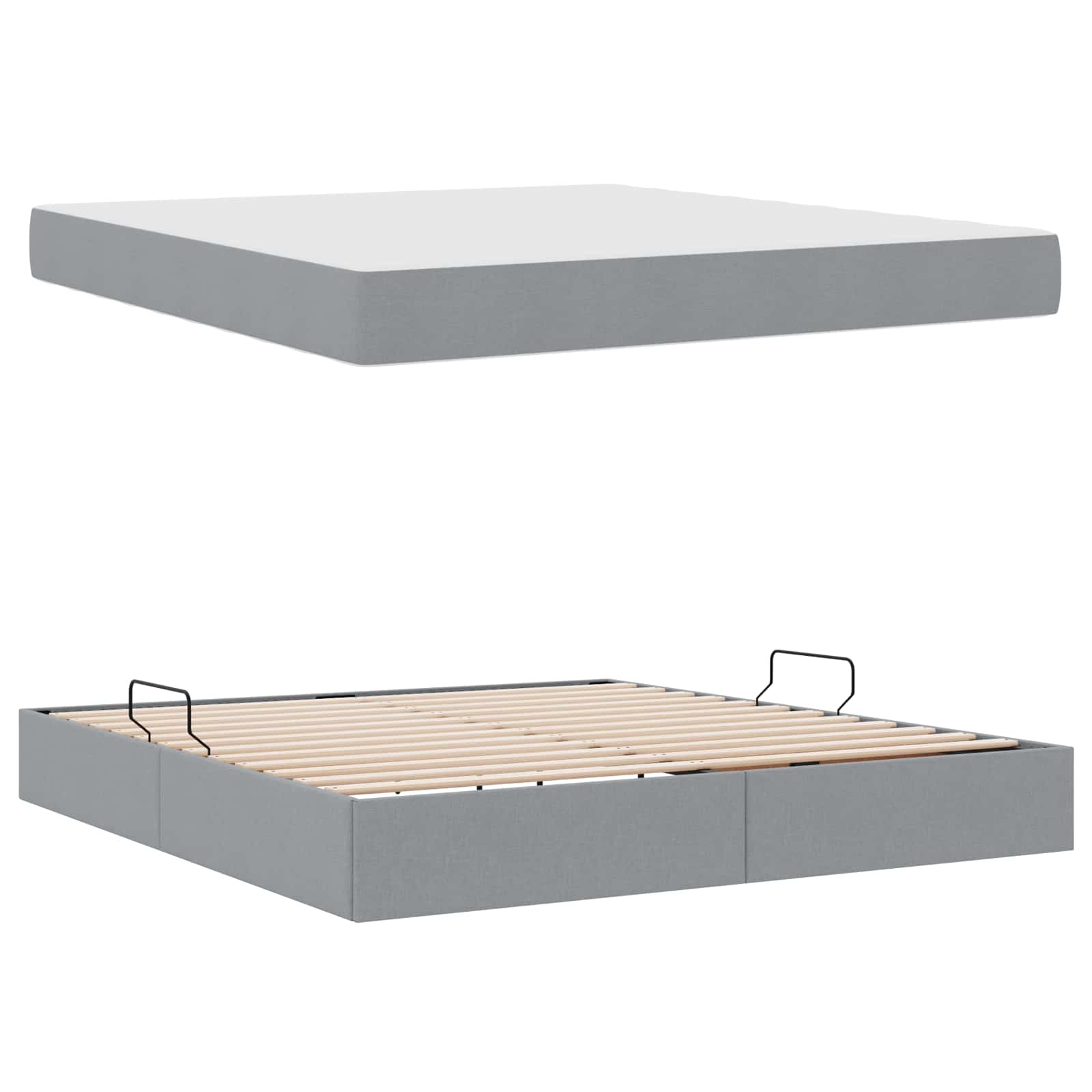 Lit avec rangement et matelas Gris clair 160 x 200 cm Polyester - XIOS