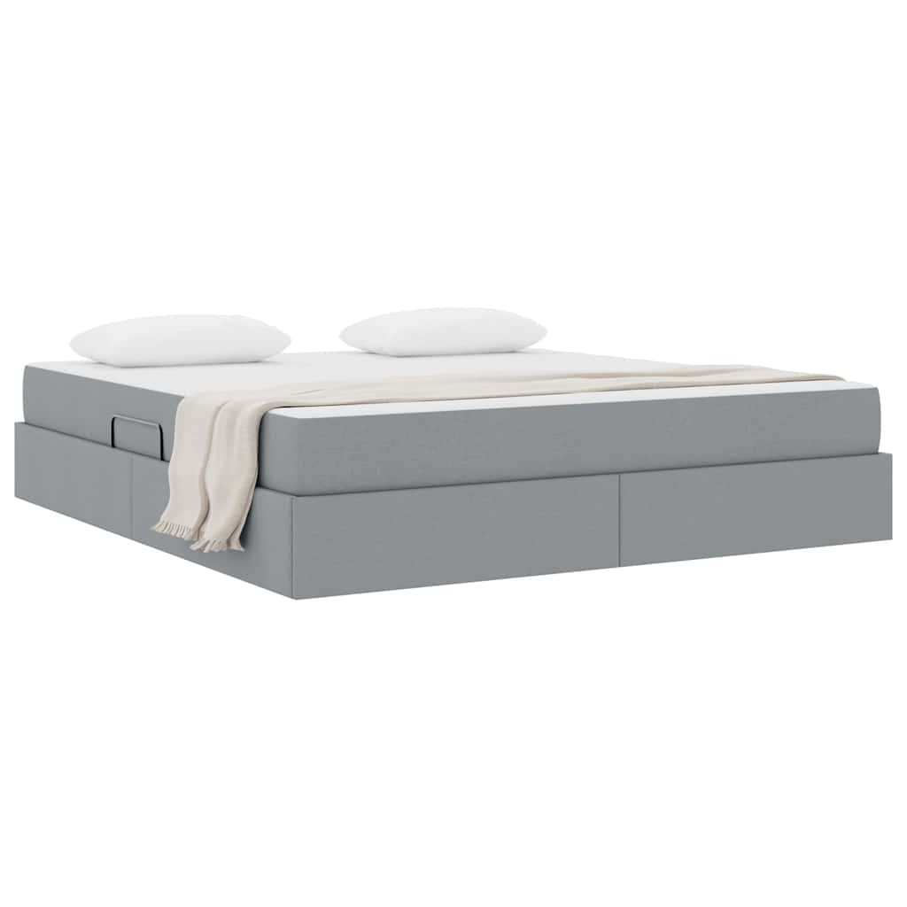 Lit avec rangement et matelas Gris clair 160 x 200 cm Polyester - XIOS