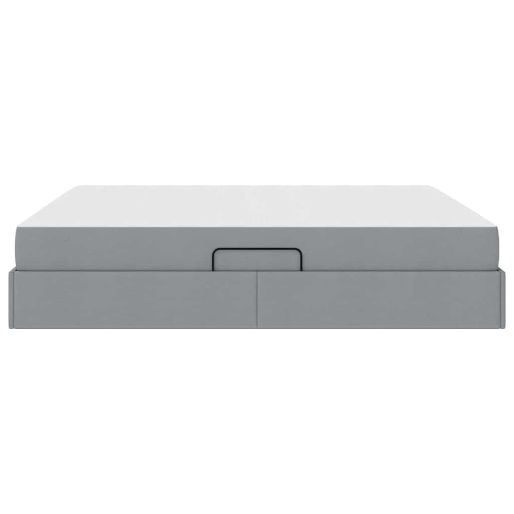 Lit avec rangement et matelas Gris clair 160 x 200 cm Polyester - XIOS