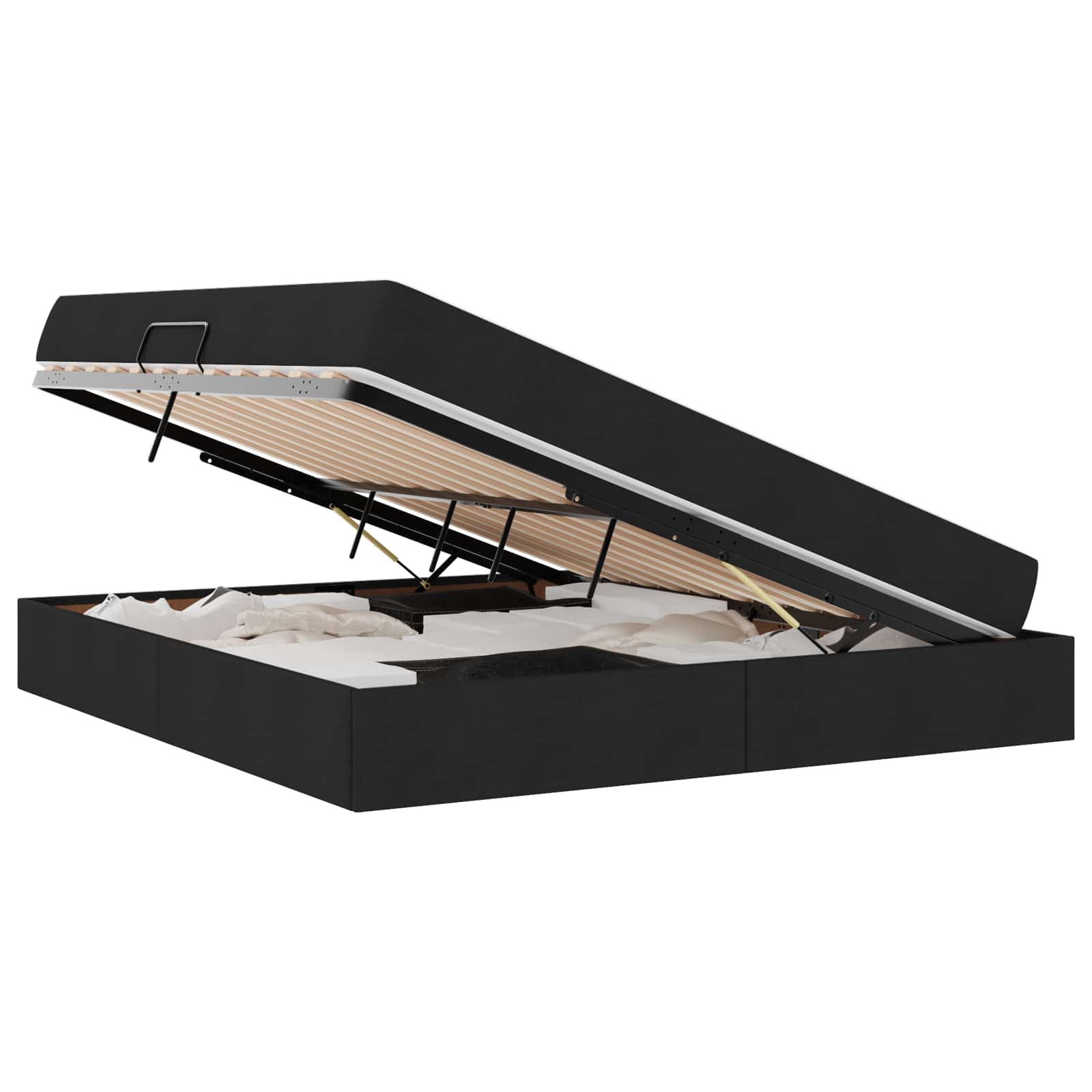 Lit avec rangement et matelas Noir 160 x 200 cm Polyester - XIOS