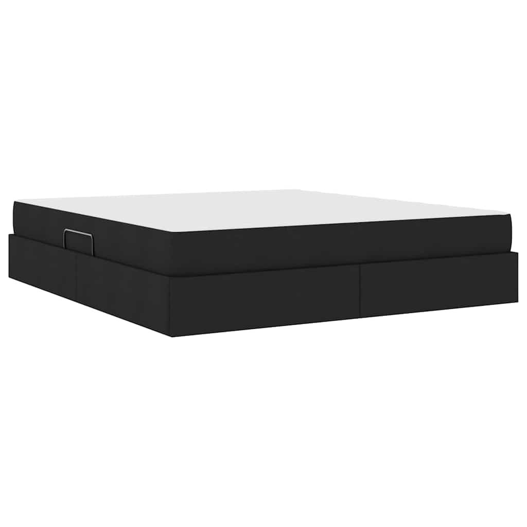 Lit avec rangement et matelas Noir 160 x 200 cm Polyester - XIOS