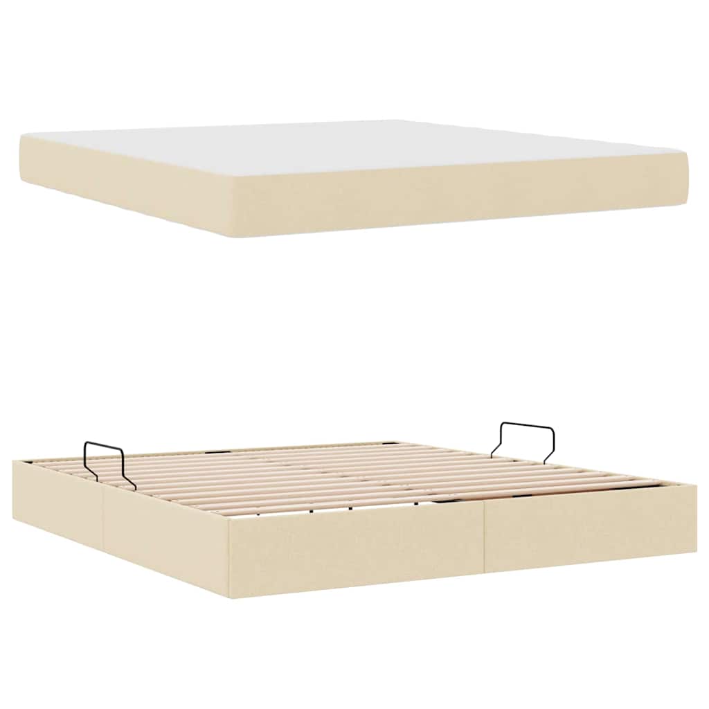 Lit avec rangement et matelas Crème 160 x 200 cm Polyester - XIOS