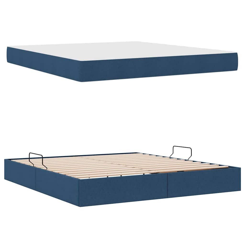 Lit avec rangement et matelas Bleu 160 x 200 cm Polyester - XIOS