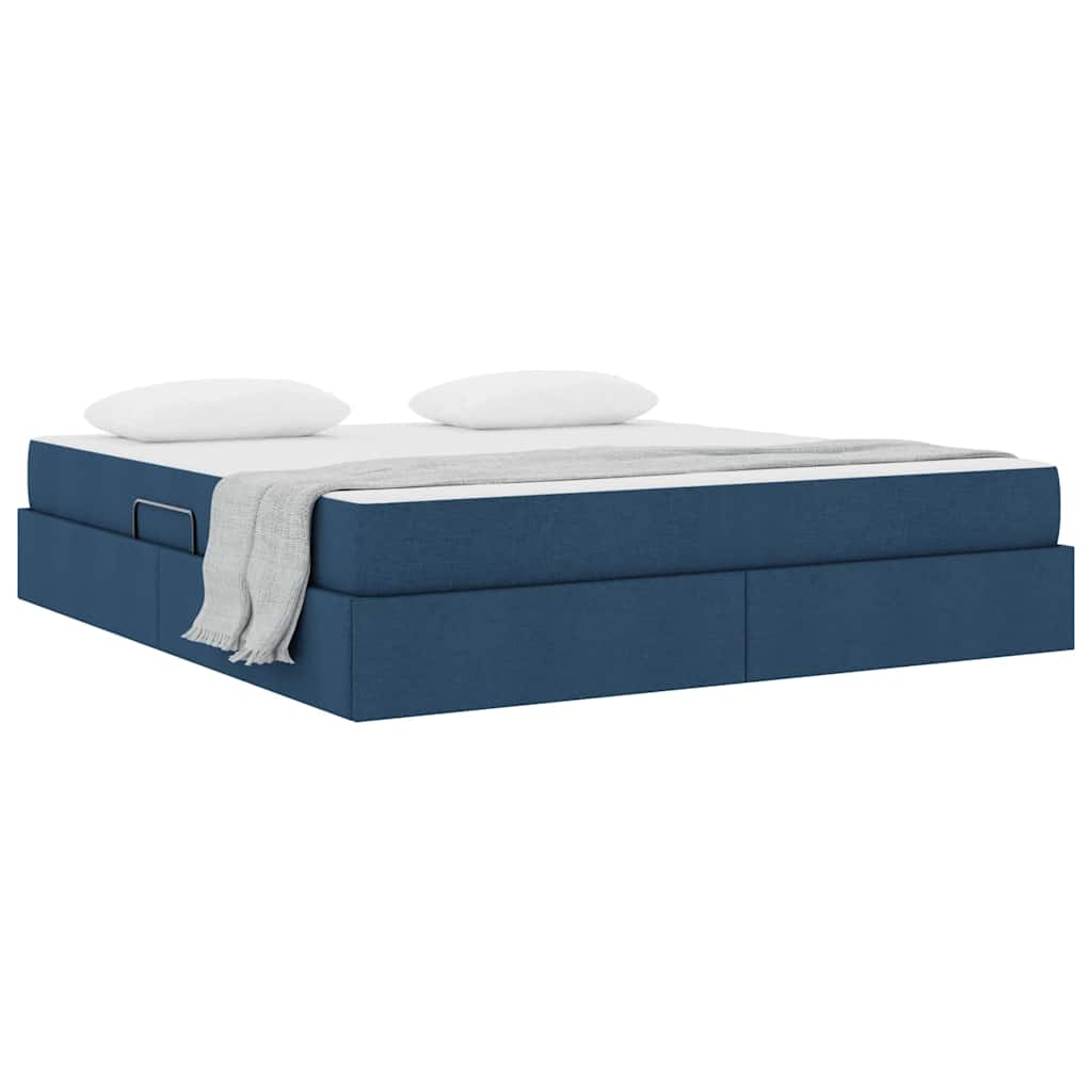 Lit avec rangement et matelas Bleu 160 x 200 cm Polyester - XIOS