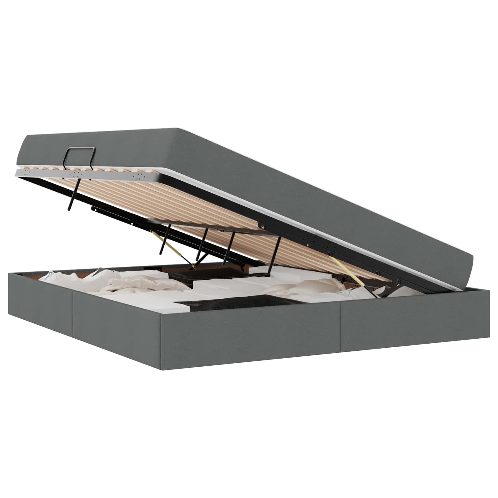 Lit avec rangement et matelas Gris foncé 180 x 200 cm Polyester - XIOS