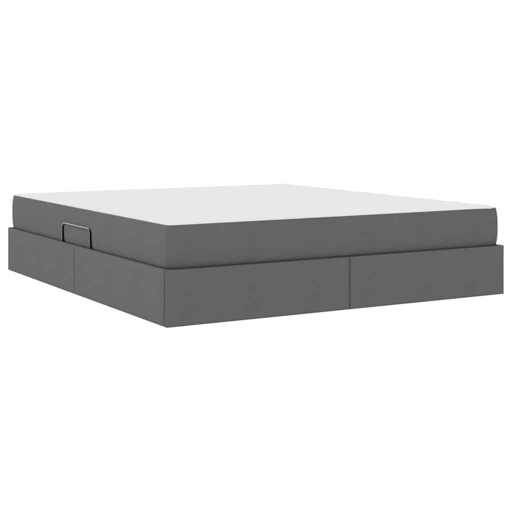 Lit avec rangement et matelas Gris foncé 180 x 200 cm Polyester - XIOS
