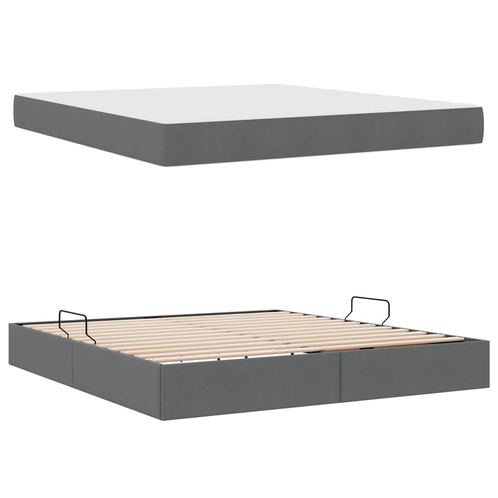 Lit avec rangement et matelas Gris foncé 180 x 200 cm Polyester - XIOS