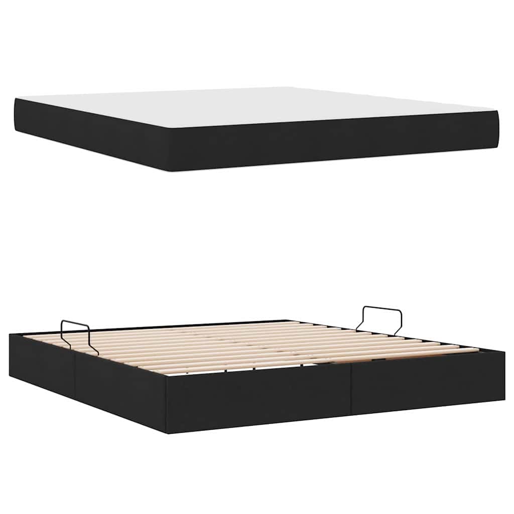 Lit avec rangement et matelas Noir 180 x 200 cm Polyester - XIOS