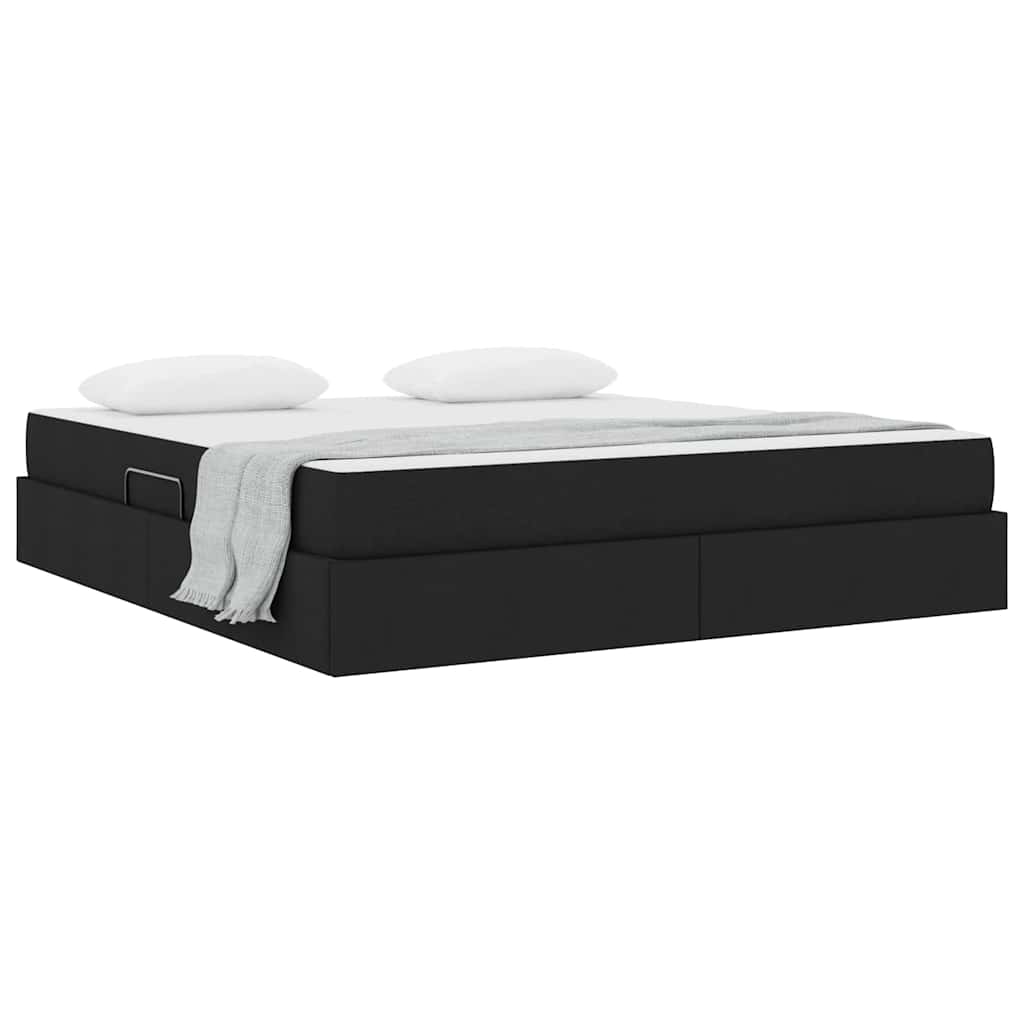 Lit avec rangement et matelas Noir 180 x 200 cm Polyester - XIOS