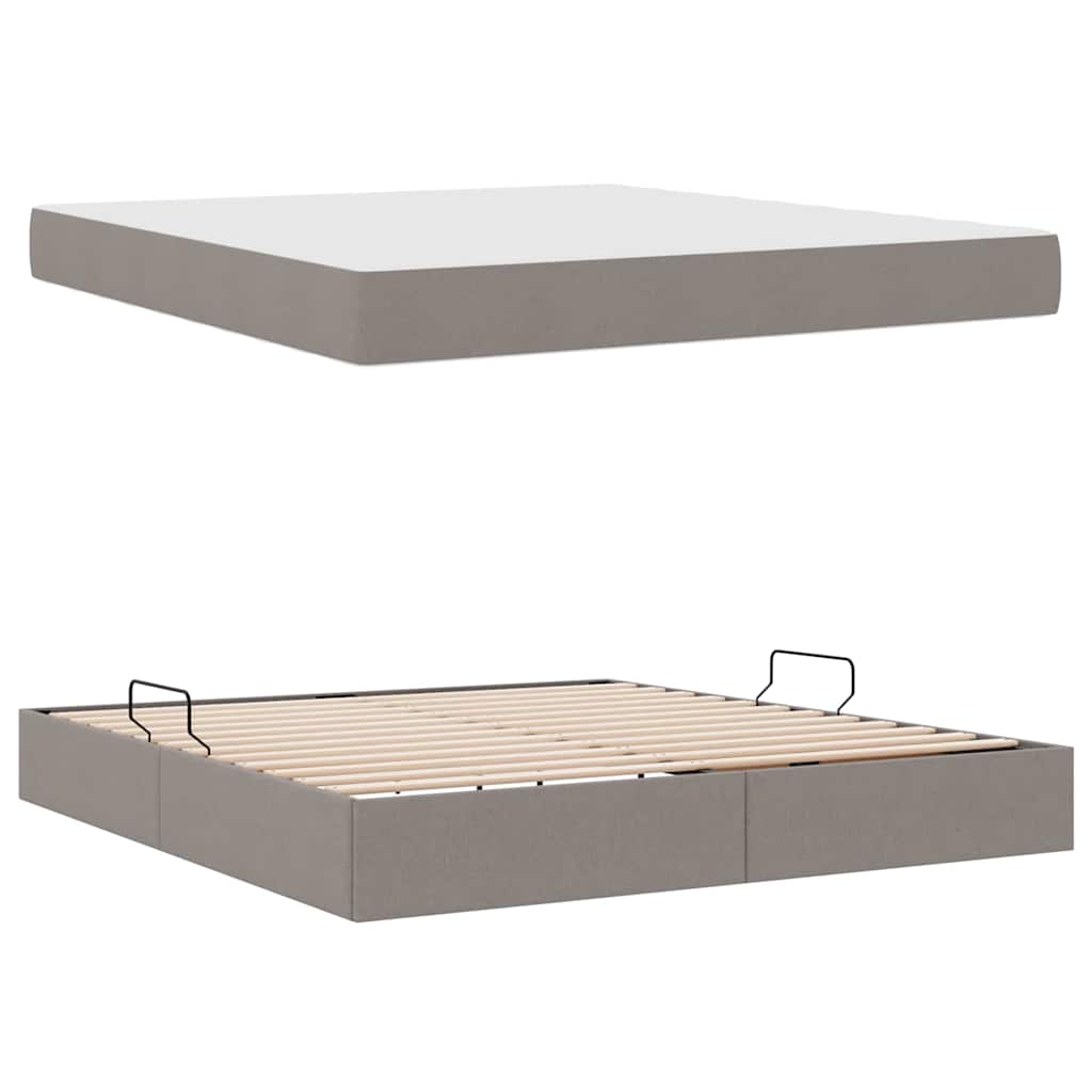 Lit avec rangement et matelas Taupe 180 x 200 cm Polyester - XIOS