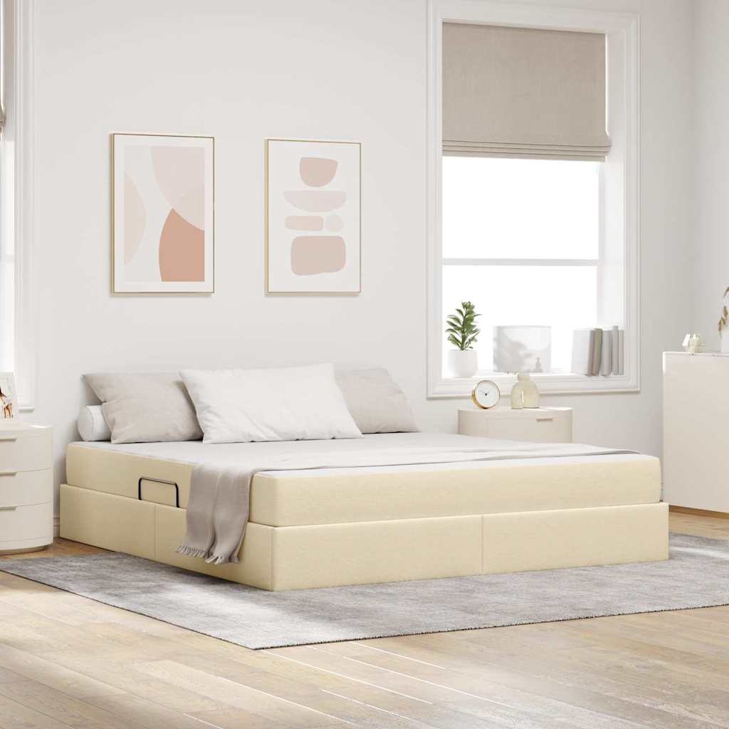 Lit avec rangement et matelas Crème 180 x 200 cm Polyester - XIOS