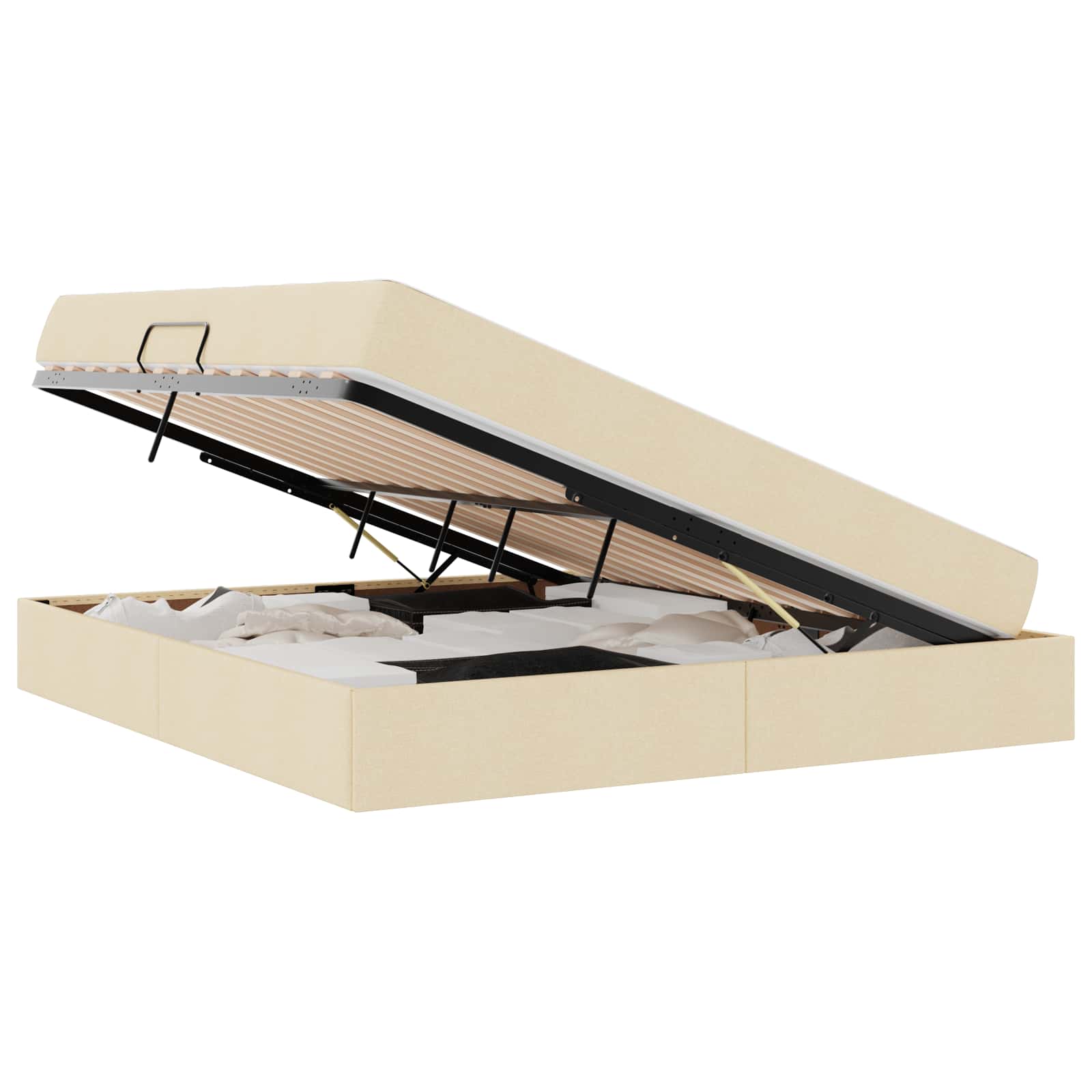 Lit avec rangement et matelas Crème 180 x 200 cm Polyester - XIOS