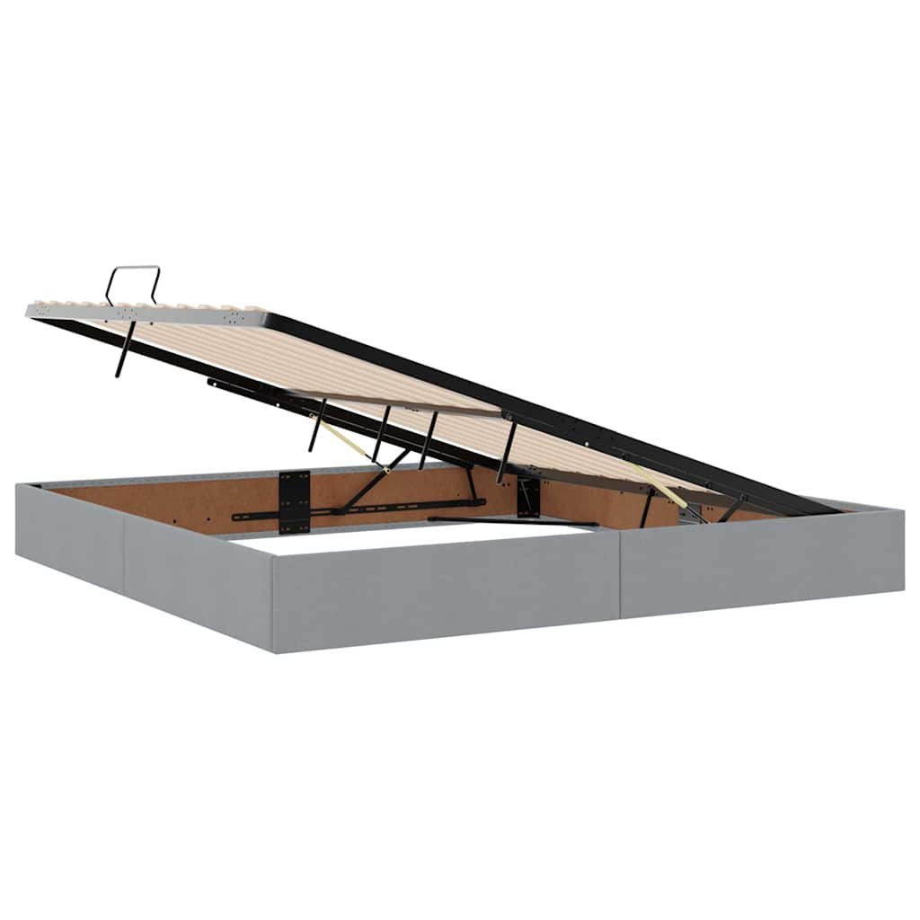 Lit avec rangement et matelas Gris clair 200 x 200 cm Polyester - XIOS