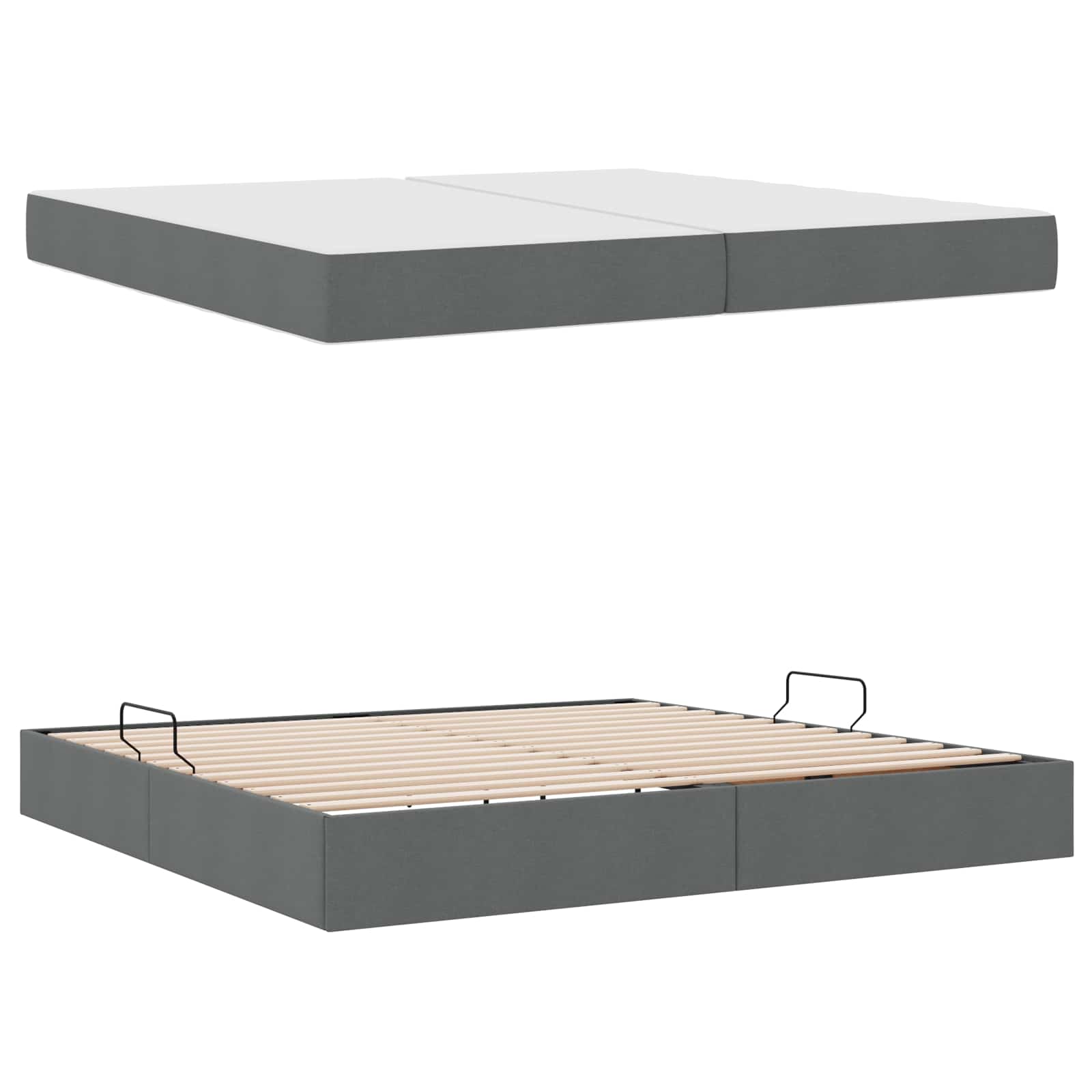 Lit avec rangement et matelas Gris foncé 200 x 200 cm Polyester - XIOS