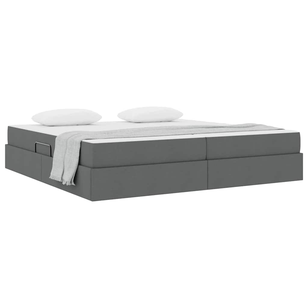 Lit avec rangement et matelas Gris foncé 200 x 200 cm Polyester - XIOS