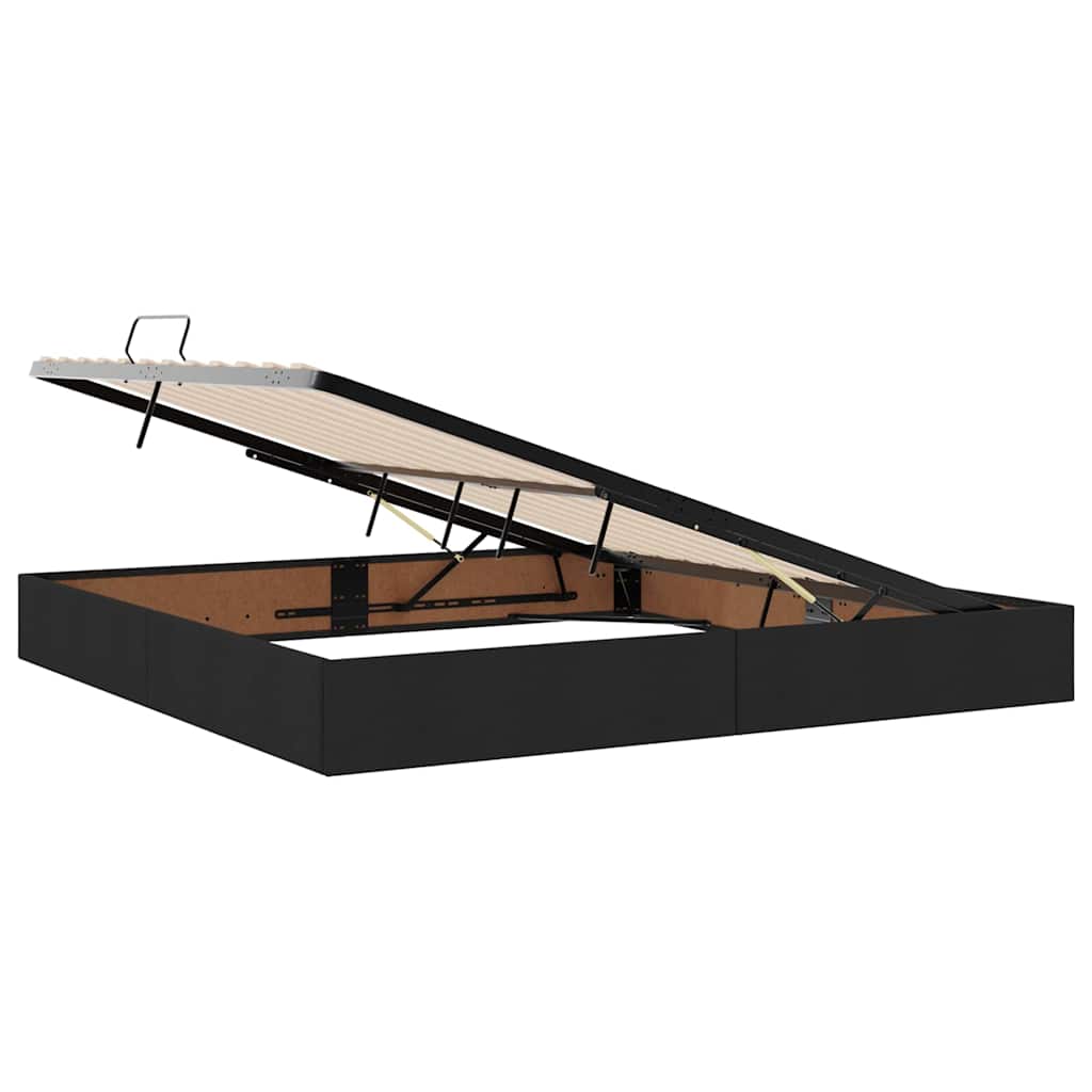 Lit avec rangement et matelas Noir 200 x 200 cm Polyester - XIOS