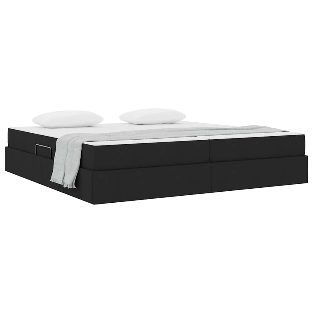 Lit avec rangement et matelas Noir 200 x 200 cm Polyester - XIOS