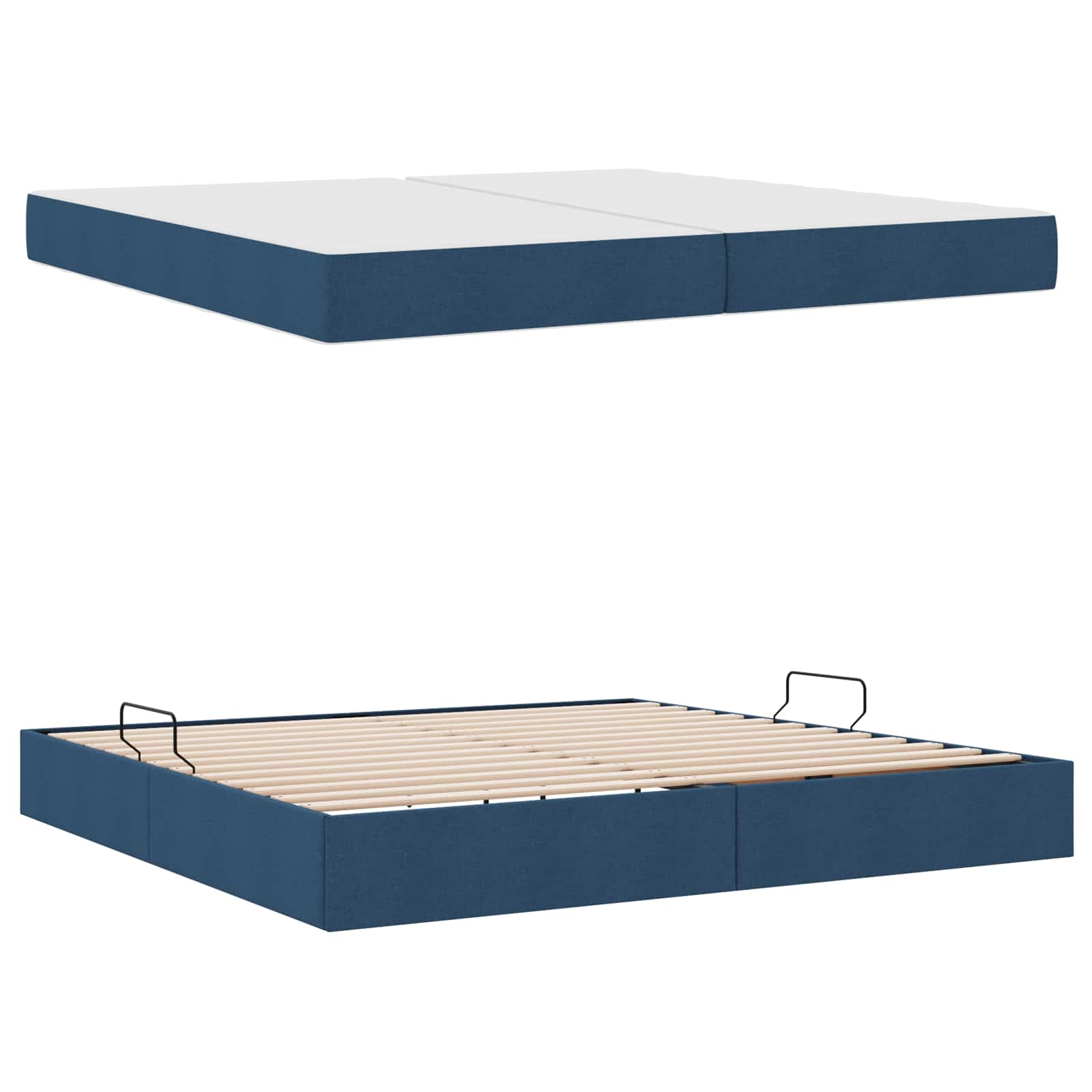 Lit avec rangement et matelas Bleu 200 x 200 cm Polyester - XIOS