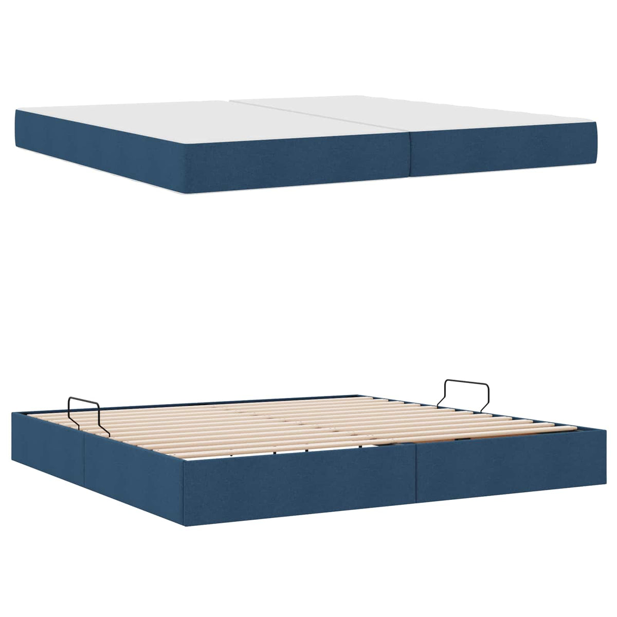 Lit avec rangement et matelas Bleu 200 x 200 cm Polyester