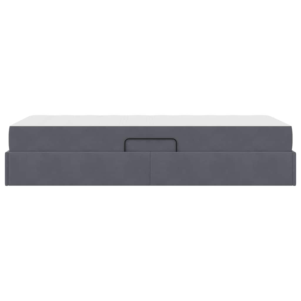 Lit avec rangement et matelas Gris foncé 90 x 190 cm Velours - XIOS