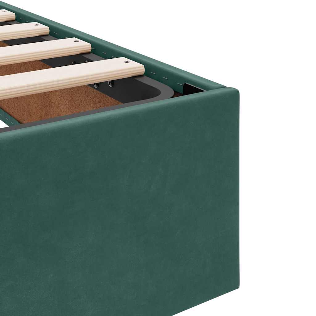 Lit avec rangement et matelas Vert foncé 90 x 190 cm Velours - XIOS